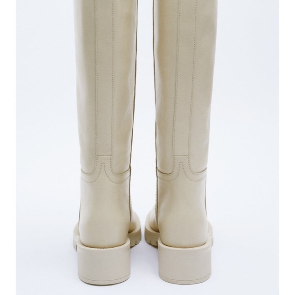 Zara FLAT LEATHER KNEE HIGH BOOTS Size 39 - Picture 6 of 6